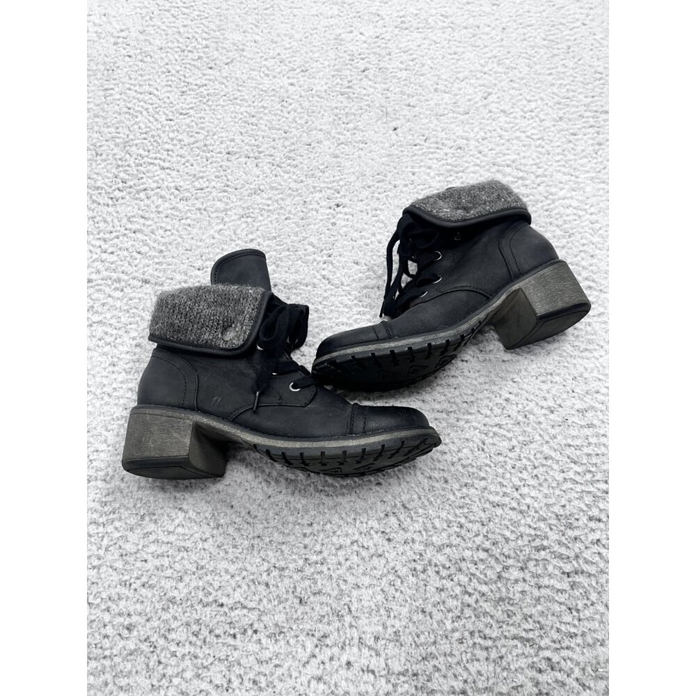 Women's Roxy Pepper Black Combat Fold Over Cuff Block Heel Boot Size 7.5 - Picture 2 of 10